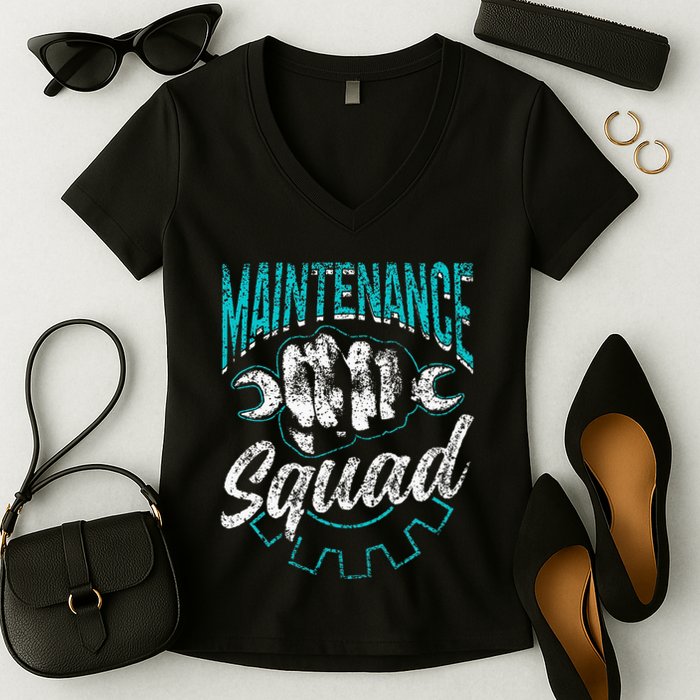 Maintenance Squad Technician Worker Maintenance Man Women's V-Neck T-Shirt
