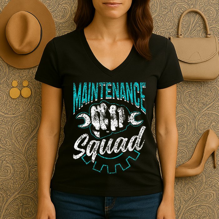 Maintenance Squad Technician Worker Maintenance Man Women's V-Neck T-Shirt