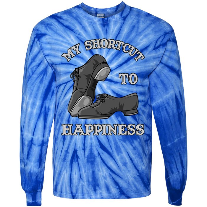 My Shortcut To Happiness Is Tap Dance Shoes For Tap Dancing Gift Tie-Dye Long Sleeve Shirt