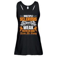 Multiple Sclerosis Tries To Make Me Weak Faith In God Ladies Essential Flowy Tank
