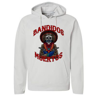 Mexican Skull Tequila Bandito Cool Skeleton Charro Gift Idea Performance Fleece Hoodie