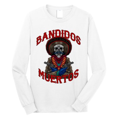 Mexican Skull Tequila Bandito Cool Skeleton Charro Gift Idea Long Sleeve Shirt