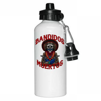 Mexican Skull Tequila Bandito Cool Skeleton Charro Gift Idea Aluminum Water Bottle