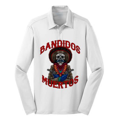 Mexican Skull Tequila Bandito Cool Skeleton Charro Gift Idea Silk Touch Performance Long Sleeve Polo