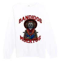 Mexican Skull Tequila Bandito Cool Skeleton Charro Gift Idea Premium Crewneck Sweatshirt