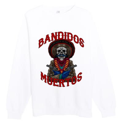 Mexican Skull Tequila Bandito Cool Skeleton Charro Gift Idea Premium Crewneck Sweatshirt