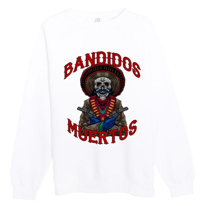 Mexican Skull Tequila Bandito Cool Skeleton Charro Gift Idea Premium Crewneck Sweatshirt