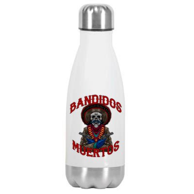 Mexican Skull Tequila Bandito Cool Skeleton Charro Gift Idea Stainless Steel Insulated Water Bottle