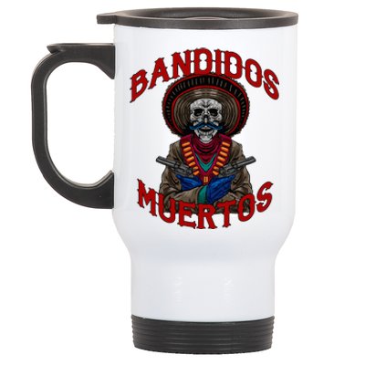 Mexican Skull Tequila Bandito Cool Skeleton Charro Gift Idea Stainless Steel Travel Mug