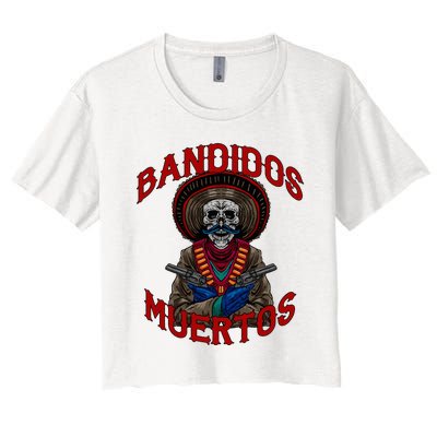 Mexican Skull Tequila Bandito Cool Skeleton Charro Gift Idea Women's Crop Top Tee