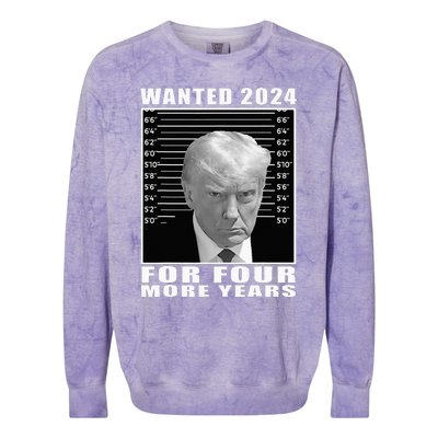 Mug Shot Trump Wanted 2024 For Four More Years Colorblast Crewneck Sweatshirt