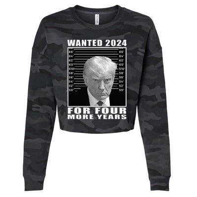 Mug Shot Trump Wanted 2024 For Four More Years Cropped Pullover Crew