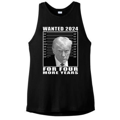 Mug Shot Trump Wanted 2024 For Four More Years Ladies PosiCharge Tri-Blend Wicking Tank