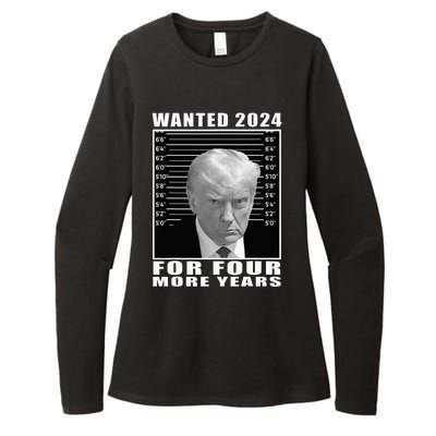 Mug Shot Trump Wanted 2024 For Four More Years Womens CVC Long Sleeve Shirt