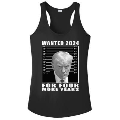 Mug Shot Trump Wanted 2024 For Four More Years Ladies PosiCharge Competitor Racerback Tank