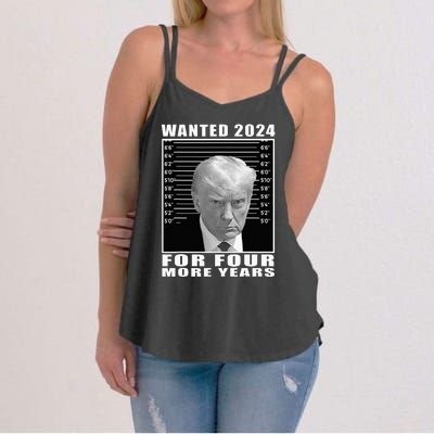 Mug Shot Trump Wanted 2024 For Four More Years Women's Strappy Tank