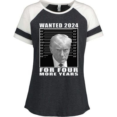 Mug Shot Trump Wanted 2024 For Four More Years Enza Ladies Jersey Colorblock Tee