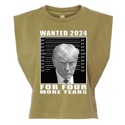 Mug Shot Trump Wanted 2024 For Four More Years Garment-Dyed Women's Muscle Tee