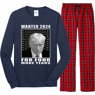 Mug Shot Trump Wanted 2024 For Four More Years Long Sleeve Pajama Set