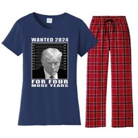 Mug Shot Trump Wanted 2024 For Four More Years Women's Flannel Pajama Set