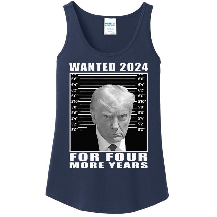 Mug Shot Trump Wanted 2024 For Four More Years Ladies Essential Tank