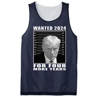 Mug Shot Trump Wanted 2024 For Four More Years Mesh Reversible Basketball Jersey Tank