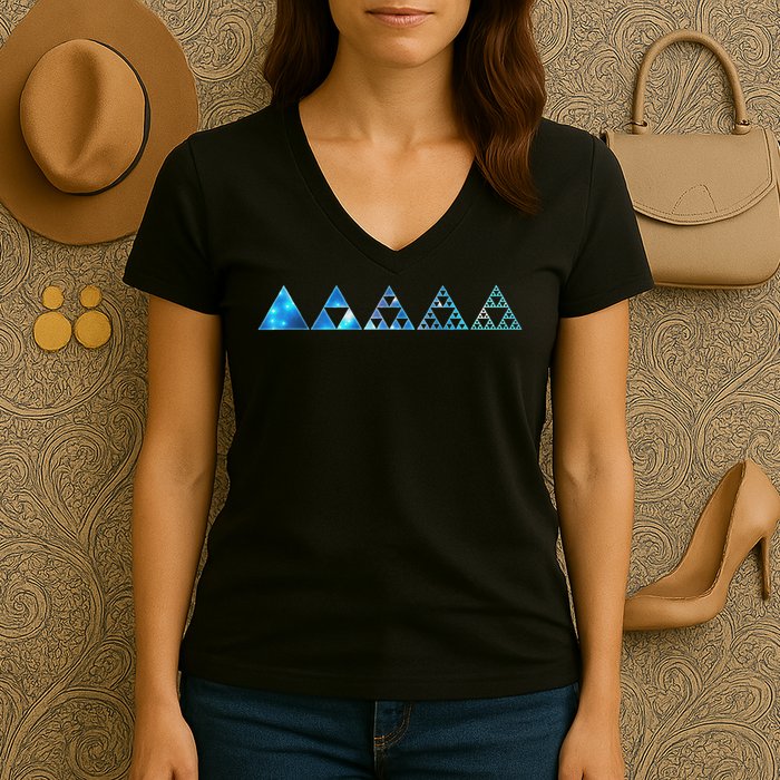 Math Sierpinski Triangles Fractal Geometry Mathematics Women's V-Neck T-Shirt