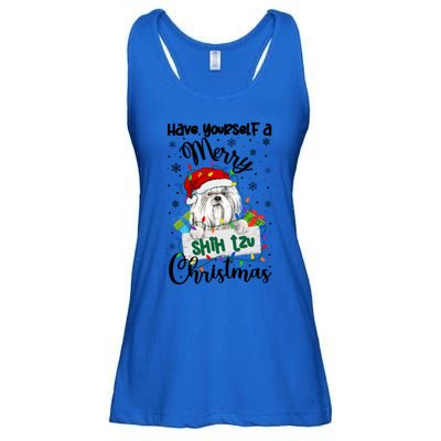 Merry Shih Tzu Christmas Shih Tzu Xmas Party Gift Ladies Essential Flowy Tank