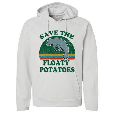 Manatee Save The Floaty Potatoes Funny Chubby Mermaid Performance Fleece Hoodie