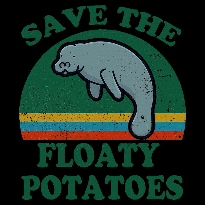 Manatee Save The Floaty Potatoes Funny Chubby Mermaid 16oz Travel Tumbler