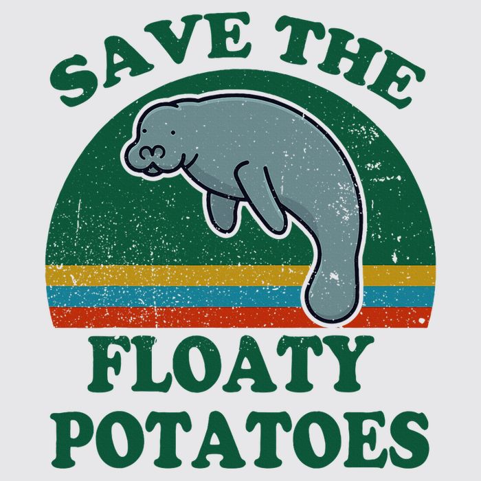 Manatee Save The Floaty Potatoes Funny Chubby Mermaid Womens Funnel Neck Pullover Hood