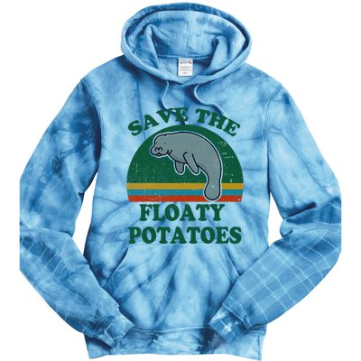 Manatee Save The Floaty Potatoes Funny Chubby Mermaid Tie Dye Hoodie