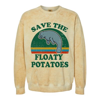 Manatee Save The Floaty Potatoes Funny Chubby Mermaid Colorblast Crewneck Sweatshirt