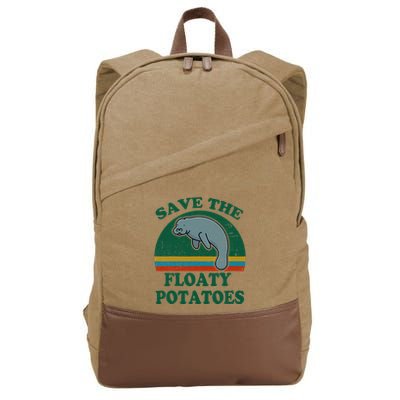 Manatee Save The Floaty Potatoes Funny Chubby Mermaid Cotton Canvas Backpack