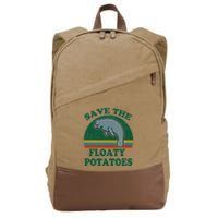 Manatee Save The Floaty Potatoes Funny Chubby Mermaid Cotton Canvas Backpack