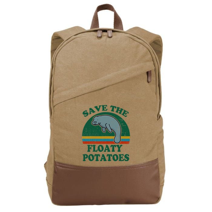 Manatee Save The Floaty Potatoes Funny Chubby Mermaid Cotton Canvas Backpack