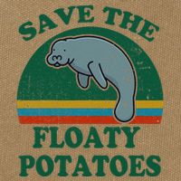 Manatee Save The Floaty Potatoes Funny Chubby Mermaid Cotton Canvas Backpack