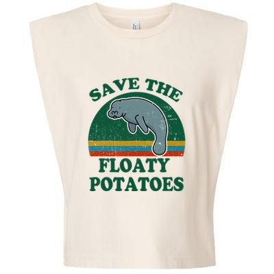 Manatee Save The Floaty Potatoes Funny Chubby Mermaid Garment-Dyed Women's Muscle Tee