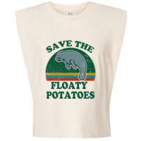Manatee Save The Floaty Potatoes Funny Chubby Mermaid Garment-Dyed Women's Muscle Tee