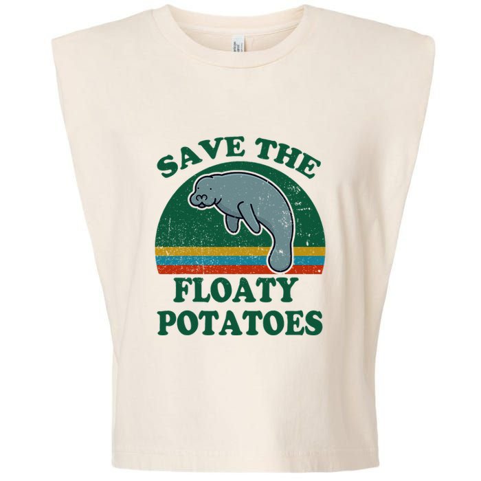 Manatee Save The Floaty Potatoes Funny Chubby Mermaid Garment-Dyed Women's Muscle Tee