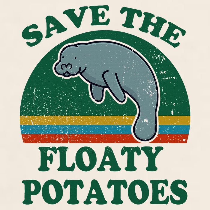 Manatee Save The Floaty Potatoes Funny Chubby Mermaid Garment-Dyed Women's Muscle Tee