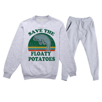 Manatee Save The Floaty Potatoes Funny Chubby Mermaid Premium Crewneck Sweatsuit Set