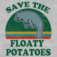 Manatee Save The Floaty Potatoes Funny Chubby Mermaid Ladies PosiCharge Tri-Blend Wicking Tank
