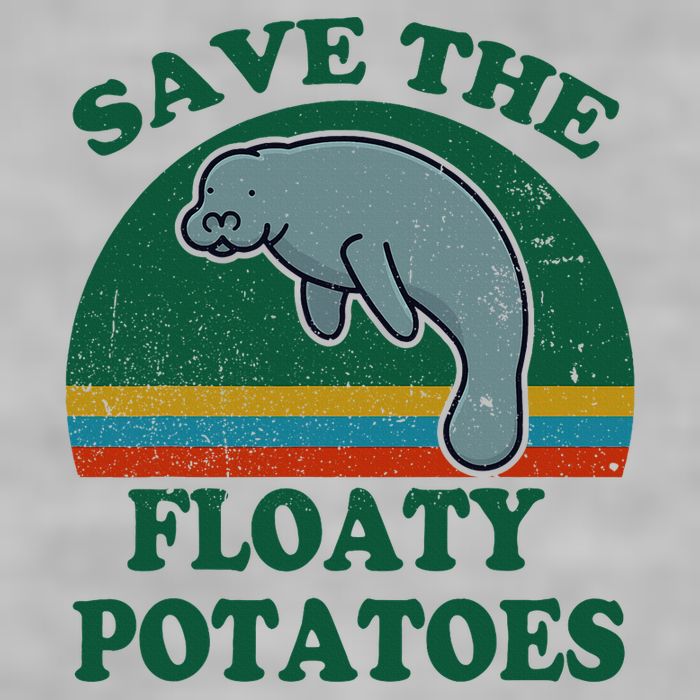 Manatee Save The Floaty Potatoes Funny Chubby Mermaid Ladies PosiCharge Tri-Blend Wicking Tank