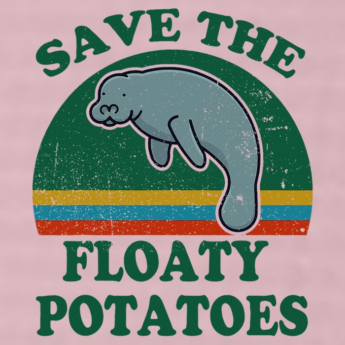 Manatee Save The Floaty Potatoes Funny Chubby Mermaid 25L Jumbo Tote