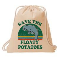 Manatee Save The Floaty Potatoes Funny Chubby Mermaid Drawstring Bag