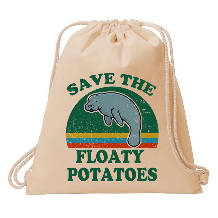 Manatee Save The Floaty Potatoes Funny Chubby Mermaid Drawstring Bag