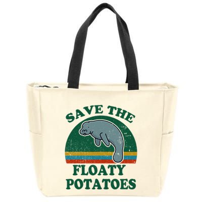 Manatee Save The Floaty Potatoes Funny Chubby Mermaid Zip Tote Bag