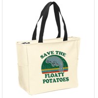 Manatee Save The Floaty Potatoes Funny Chubby Mermaid Zip Tote Bag