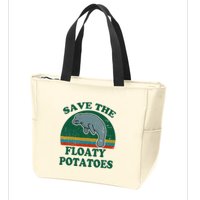 Manatee Save The Floaty Potatoes Funny Chubby Mermaid Zip Tote Bag